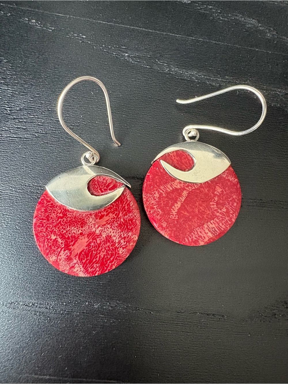 Vintage Sterling Silver Coral Earrings